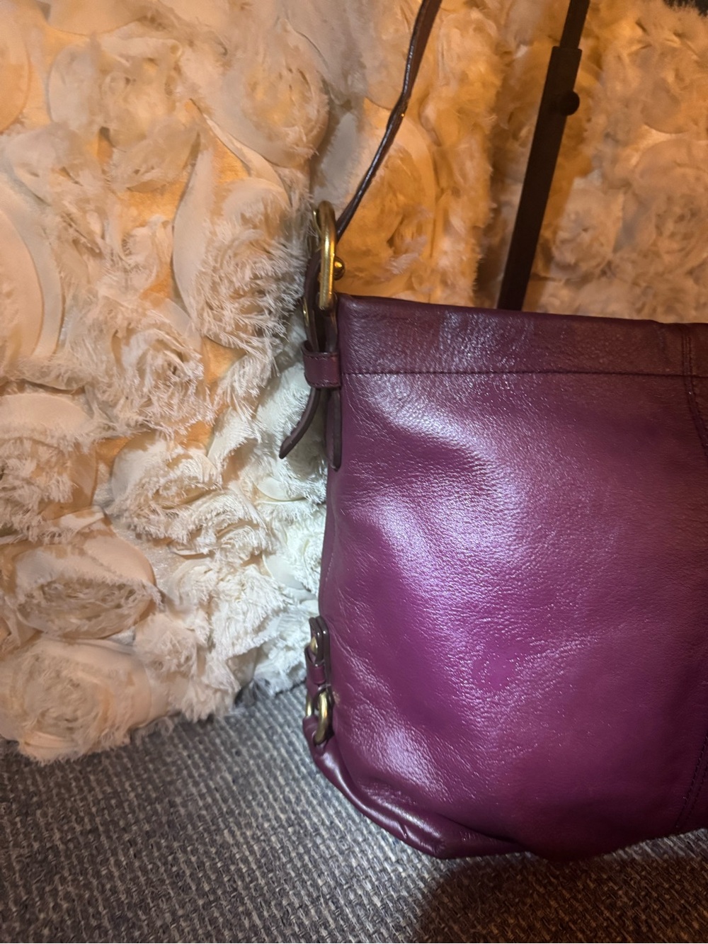 Vintage Coach Burgundy Leather Shoulder Hobo Bag Style F15064 - Picture 3 of 13